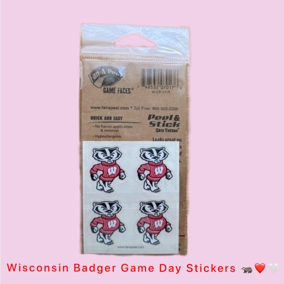 NWT Wisconsin Badger Stickers for game day UW Madison Collegiate Gear - Picture 1 of 4